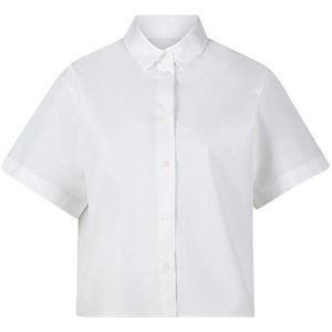 Seidensticker Dames Fashion Loose Fit Boxyblouse korte mouwen katoenen blouse, wit, 38