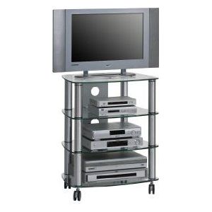 MAJA-Möbel 1611 9499 TV HiFi-rack, metaal aluminium - helder glas, afmetingen BxHxD: 60 x 74,4 x 46,5 cm