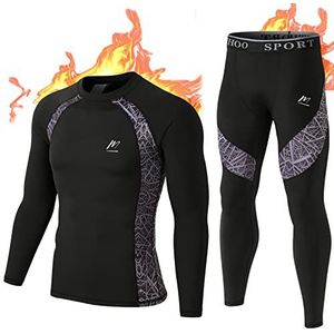 MeetHoo Thermisch ondergoed voor heren, winterondergoed, compressiepak, lange onderbroek voor hardlopen, skiën, Camouflage, XL
