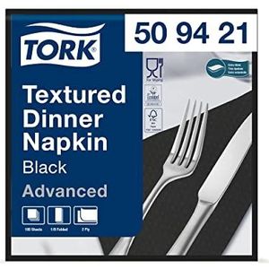 Tork Textured Dinnerservet Zwart, 1/8-vouw 2-laags, 38 x 39 cm, 12 x 100 servetten, 509421