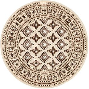 NORTHRUGS Nouristan Mirkan oosters tapijt, rond, woonkamertapijt, oosters laagpolig, vintage, oosters tapijt voor eetkamer, woonkamer, slaapkamer, beige, 160 cm
