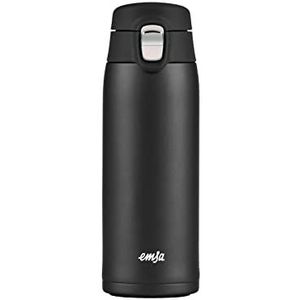 Emsa N21517 Travel Mug Light thermosbeker | inhoud: 0,4 L | extra slank formaat | lichtgewicht | roestvrij staal | klapsluitsysteem | 100% dicht | 8 uur warm / 16 uur koud | BPA-vrij | zwart