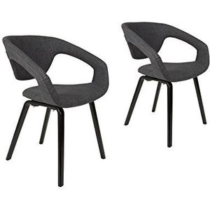 Zuiver armchair flexback zwart/donkergrijs set van 2, stof, 57 x 64 x 79 cm