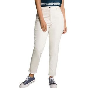 Ulla Popken Dames Mom, franjeszoom, comfortabele tailleband, 5-pocket-snit jeans denim, White Out, 22