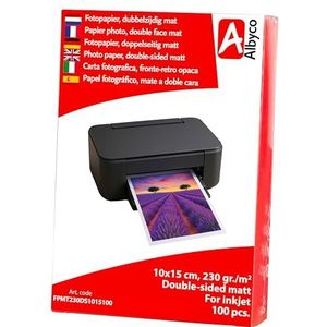 Albyco Fotopapier Inkjet 10x15 cm Mat 230 gr/m², 2-zijdig verpakt per 100 vel
