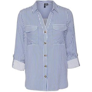 VMBUMPY L/S Shirt New WVN NOOS, Beaucoup Blue/Stripes: sneeuwwit, S