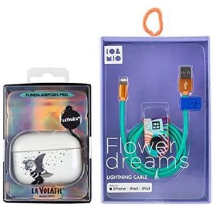Set Airpods Pro Maan Zilver + USB-datakabel Lightning Flower Dreams