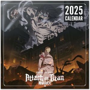 Grupo Erik Kalender 2025 Attack On Titan - Broschürenkalender 2025 30x30 cm - Fsc-gecertificeerde wandkalender - Wandkalender 12 Maanden + poster