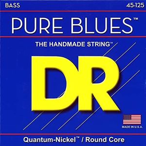 DR Strings PB545 45-125 Medium Set Handmade Pure Blues Coated 5-String Bass Strings, PB5-45