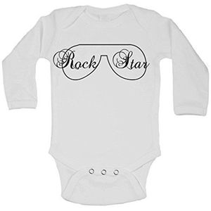 Rock Star - Gepersonaliseerde lange mouwen baby vest bodys baby groeit - Unisex (jongens, meisjes) - Wit - pasgeborenen