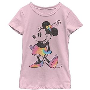 Disney Characters Tie Dye Minnie Girl's Solid Crew Tee, Light Pink, X-Small, Rosa, XS