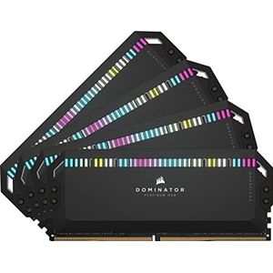 Corsair DOMINATOR PLATINUM RGB DDR5 64GB (4x16GB) 6600MHz C32 Intel Optimierter Arbeitsspeicher (Onboard Spanningsregeling, CORSAIR DHX-Koeling, 12 Ultra-Heldere CAPELLIX RGB LED's) Zwart