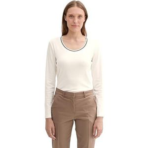 TOM TAILOR T-shirt met lange mouwen voor dames, 10315 - Whisper White, M