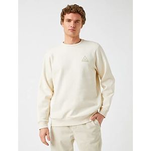 Koton Minimal geborduurd sweatshirt voor heren, Beige (050), XL