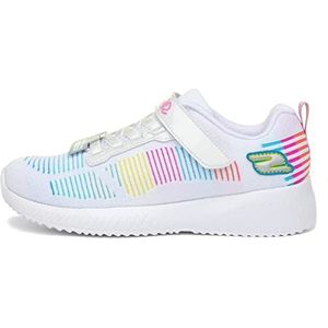 Skechers Meisjes Bobs Squad Fresh Delight Sneaker, Witte Mesh Multi Trim, 28 EU