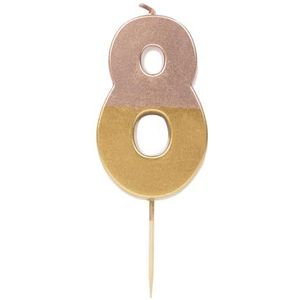 Talking Tables Rose Gold Nummer 8 Kaars Premium Kwaliteit Roze Verjaardagstaart Topper Decoratie voor Kinderen, Volwassenen, 18e, 80e Feest, Verjaardag, Mijlpaal, ROSEGOLD8