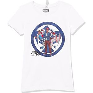 Marvel Little Big Classic Patriot Girls T-shirt met korte mouwen, wit, groot, wit, L, wit, L, Wit, L