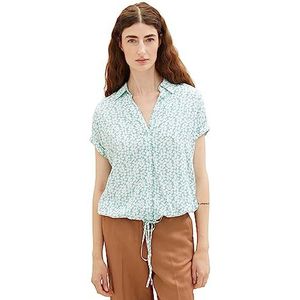 TOM TAILOR Damesblouse met patroon en knoopdetail, 32468-teal Floral Design, 42