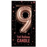 PD-Party 7060009 Folie Ballon Kaarsen | Balloon Candles | Verjaardag | Feest | Taart Decoraties - 9, Roze, 10cm Lengte x 5.5cm Breedte x 1.5cm Hoogte