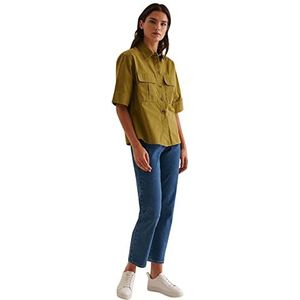 NA-KD Dames oversized Pocket Shirt Button, Mos Groen, 64 NL