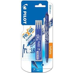 Pilot Frixion Clicker uitwisbare intrekbare rollerball 0,7 mm tip pen met drie vullingen - blauw, enkele pen