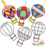 Baker Ross FE360 Luchtballon Zonnevanger Decoraties - pakket van 10, Glas in Lood Effect voor Kinderen om te Versieren en Tentoon te Stellen voor Knutselactiviteiten.