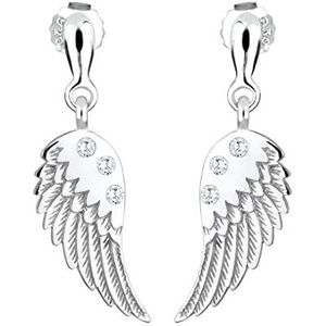 Elli Oorbellen Dames Angel Wing Hanger Modern met Zirconia Kristallen in 925 Sterling Zilver