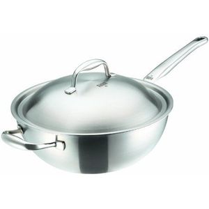 KUHN RIKON 37037 kookgerei wok met steel en deksel meerlaags materiaal roestvrij staal 28 cm