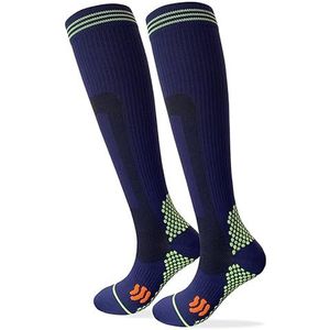 Kreori Compressiekousen voor dames en heren, trombosekousen, compressiesokken voor sport, vlucht, hardlopen, reizen, fietsen, zwangerschap, verpleegsters, 15-20 mmHg, 1 paar marineblauw, Small/Medium