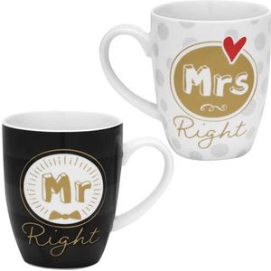 GRUSS & CO Tassen-Set Motiv Mr Right - Mrs Right