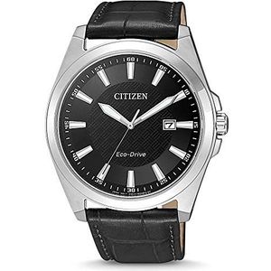 Citizen Analoog Eco-Drive polshorloge voor heren, zwart, Eén maat, Riemen.