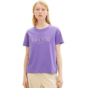 TOM TAILOR Denim Dames Loose Fit T-shirt met opschrift, 32255-lilac, L