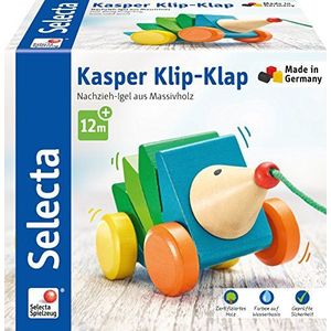 Selecta Trekfiguur Egel Kasper Klip-klap 16 Cm Hout Groen/Blauw