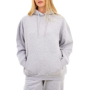 M17 Dames dames gerecycled casual zachte behaaglijke fleece - hoodie - joggingbroek - sweatshirt - aparte warme loungewear, Grijs, XS
