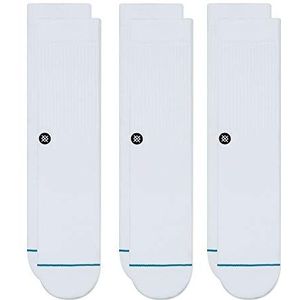 Stance Crew Sock - Icon - Set van 3 stuks, wit, medium