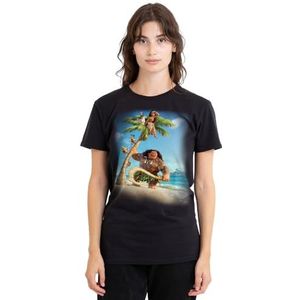 mandarin creative ltd Moana Poster dames T-shirt, zwart, medium, Zwart, M
