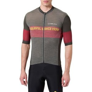 NALINI, Wool Zip Jersey, fietsshirt, korte mouwen, met ritssluiting, Olijfgroen, L