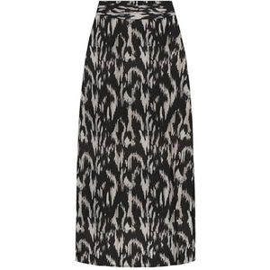 Onlnova Life VIS Piper Slit Rok AOP, Zwart/Aop: 590 Rough Animal, XS