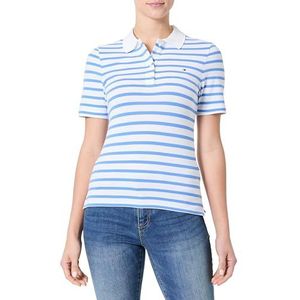 Tommy Hilfiger Dames S/S Polo, Wit (Ecru/Blue Spell Stp), XXL