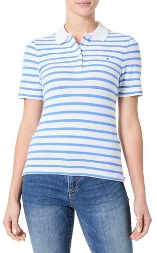 Tommy Hilfiger Dames S/S Polo, Wit (Ecru/Blue Spell Stp), XXS