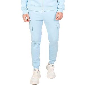JUST EMPORIO Cargobroek, fleece, effen, volwassenen, heren, Lichtblauw., XXL