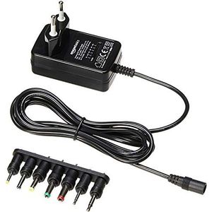 Amazon Basics Voeding, universeel, met 7 afneembare stekkers, 3-12 V (DC), omkeerbare polariteit, zwart