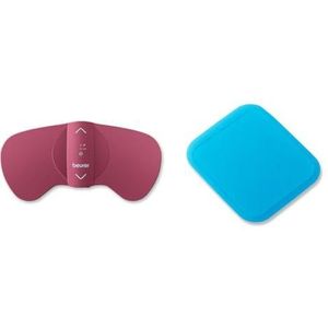 Beurer EM 50 Menstrual Relax, voor menstruatiepijn en endometriosepijn, TENS- en warmtefunctie, rozerood & Beurer EM 50 nabestelset gelpads, bruikbaar met EM 50 Menstrual Relax TENS, 50 x 56 mm