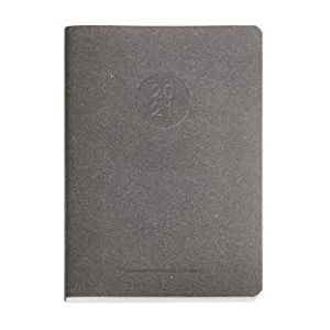 Miquelrius - 2021 dagboek, 100% gerecycled antraciet, Spaans, dagpagina, formaat 155 x 213 mm (A5), 70 g papier, flexibele gerecyclede lederen hoes, antraciet