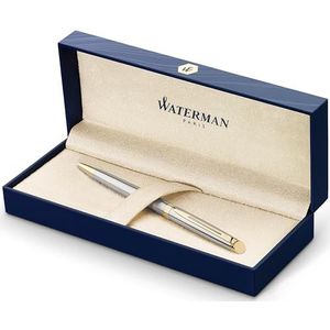 Waterman Hémisphère-balpen | Roestvrij staal met gouden afwerking | Medium penpunt | Blauwe inkt | Geschenkverpakking