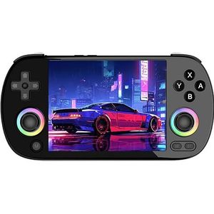 RG40XX H Draagbare gameconsole, retro gameconsole met RGB-joystick-verlichting, 10,2 cm (4 inch) IPS-display, geïntegreerde 64G TF-kaart en 5571-games, ondersteunt wifi Bluetooth (zwart, 64G)