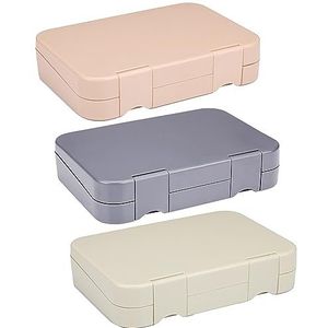 alpina Lunchbox met vakken, 21 x 15 x 4,5 cm, verrassingskleur: roze, grijs of beige, vaatwasmachinebestendig, kinderen/volwassenen, uitneembaar vak, kunststof