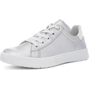 Ara - Rome - Sneakers - Zilverkleur/Wit - Vetersluiting - Sleehak
