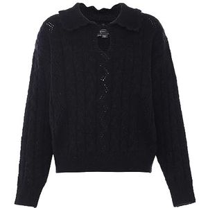faina Dames Baby kraag Klein Fried Dough Twists Chic Zwart Maat XL/XXL Pullover Sweater, zwart, XL