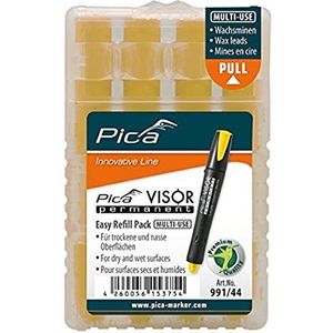 Pica 991/44 Permanent Marker vullingen | waterbestendig, milieuvriendelijk, economisch, geschikt voor diverse materialen | Kleur: geel, diameter: 10 mm, lengte: 85 mm,